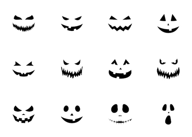 Premium Vector  Halloween scary pumpkin face cut