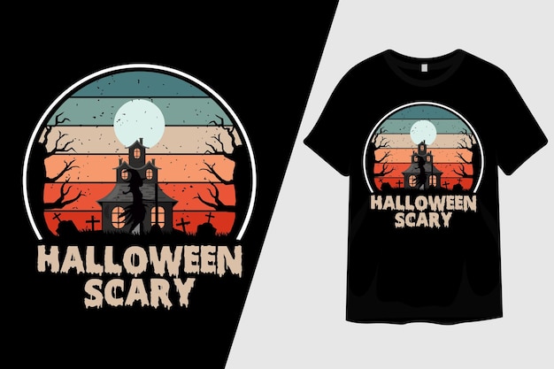 ハロウィーン怖いレトロなヴィンテージTシャツのデザイン