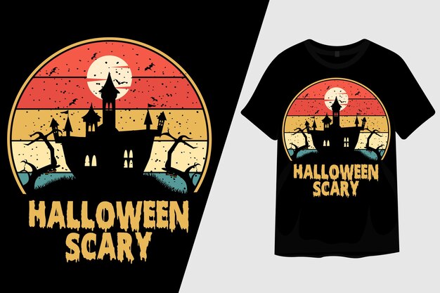 ハロウィン怖いシルエットtシャツのデザイン