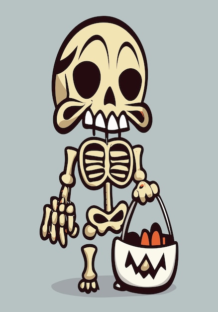 Vector halloween scary skeleton 2d vector design