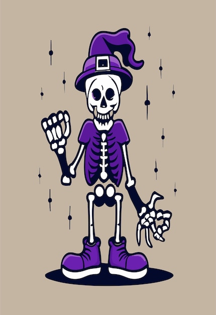 Halloween Scary Skeletons 2D Clipart Vector Design