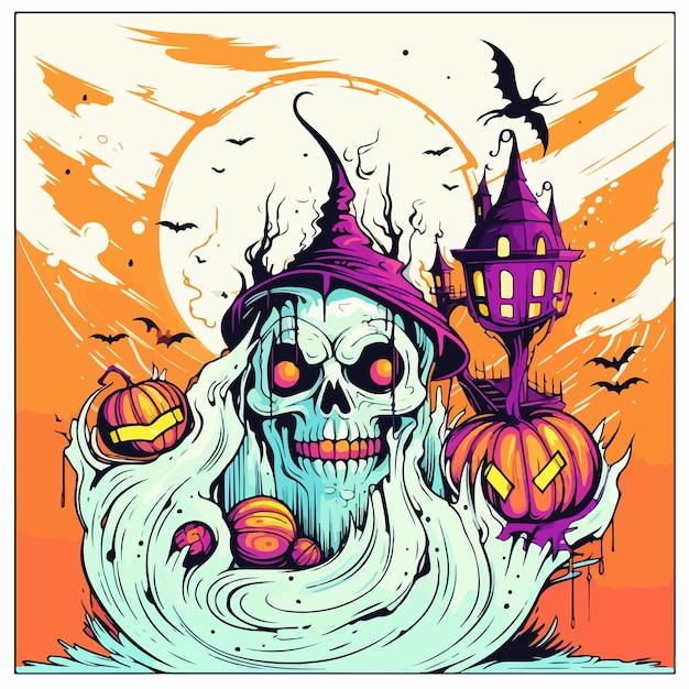 Vector halloween scary sorceres