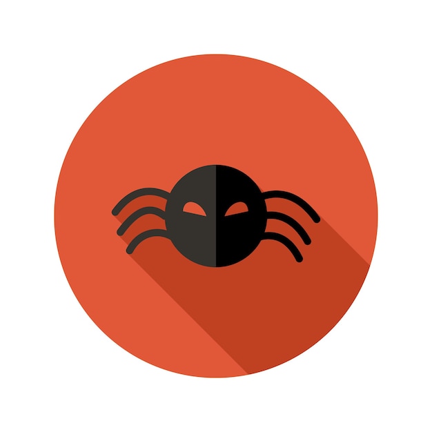 Halloween Scary Spider platte cirkel pictogram over rood. vector illustratie