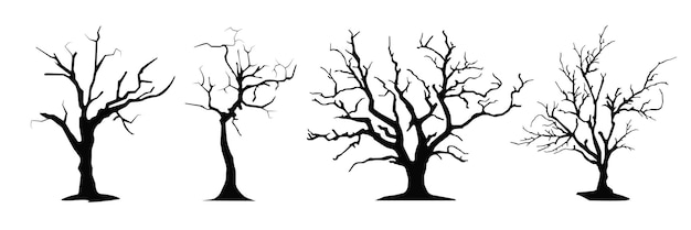 Vector halloween scary trees vector illustration set eps10