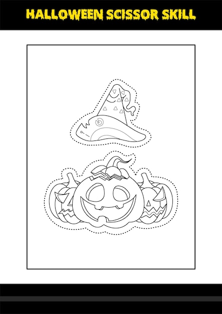 Halloween scissor skill for kids Halloween scissor skill coloring page for kids