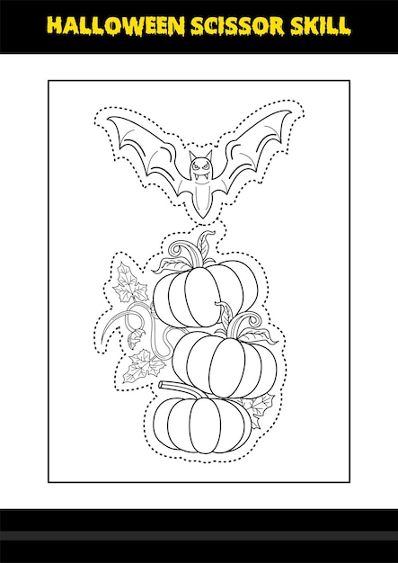 Halloween scissor skill for kids Halloween scissor skill coloring page for kids