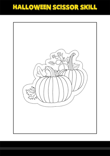 Halloween scissor skill for kids Halloween scissor skill coloring page for kids