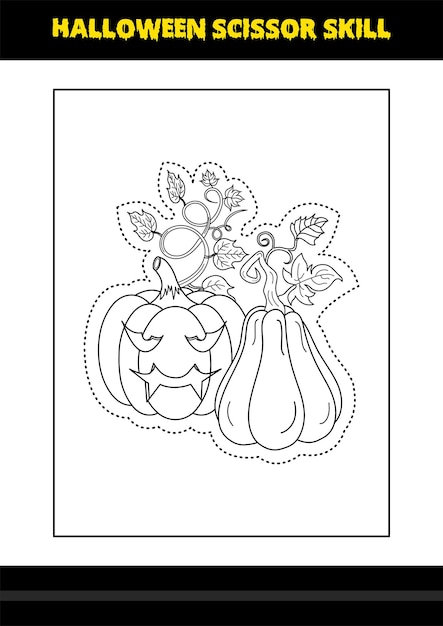 Halloween scissor skill for kids Halloween scissor skill coloring page for kids