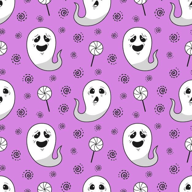 Halloween seamless background with ghosts