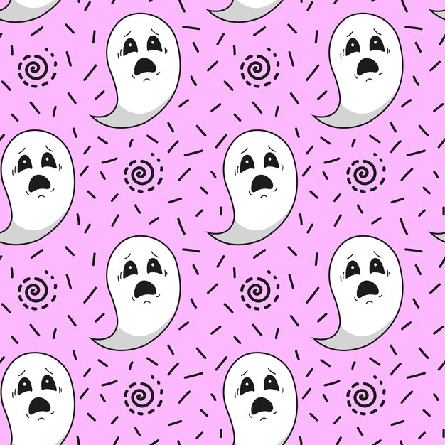 Halloween seamless background with ghosts