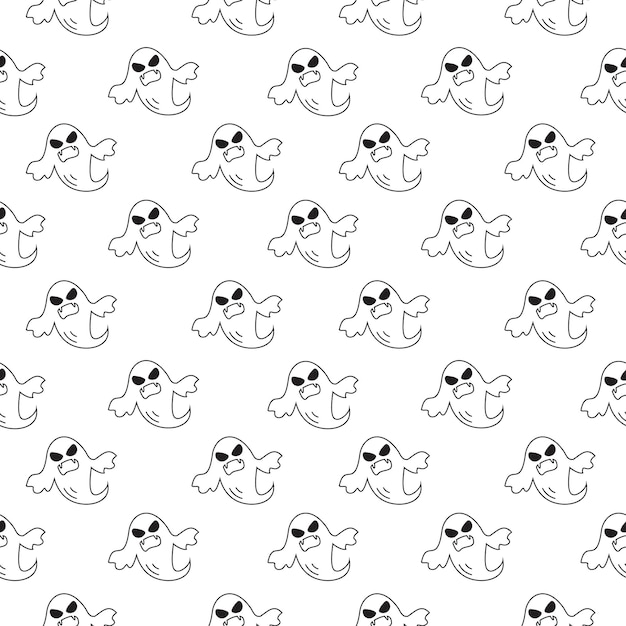 Halloween Seamless Pattern Design Hand Drawn Cartoon Flat Background Illustration