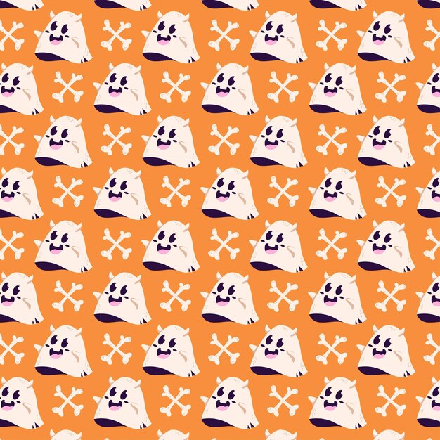 Vector halloween seamless pattern in flat design