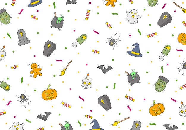 Halloween seamless  pattern, horror elements