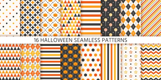 Vector halloween seamless pattern.   illustration. geometric wrapping paper.