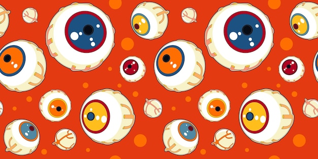 Halloween seamless pattern of monsters eyes.