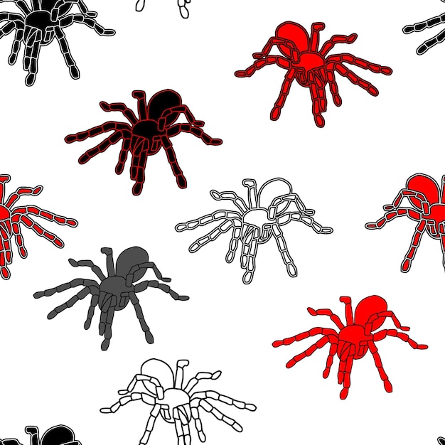 Halloween seamless pattern with black spiders