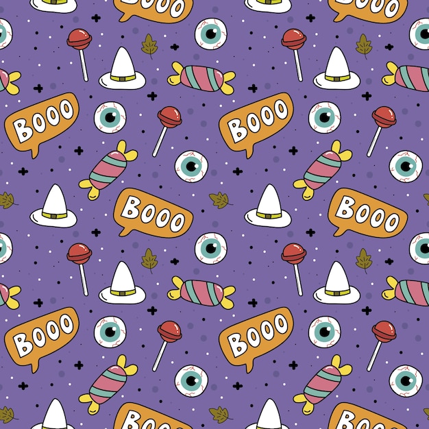 Reticolo senza giunte di halloween con elementi di doodle