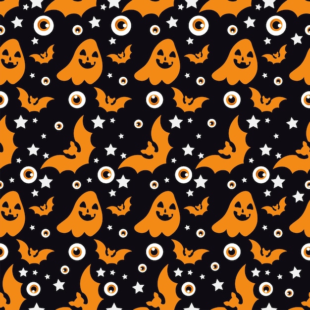 Halloween seamless pattern with flat color concept