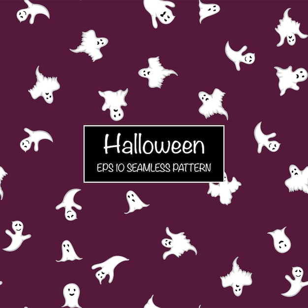 Vector halloween seamless pattern with ghost. cartoon style. illustration.