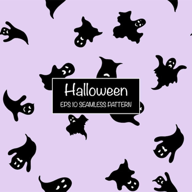 Halloween seamless pattern with ghost. Cartoon style. Vector illustration.