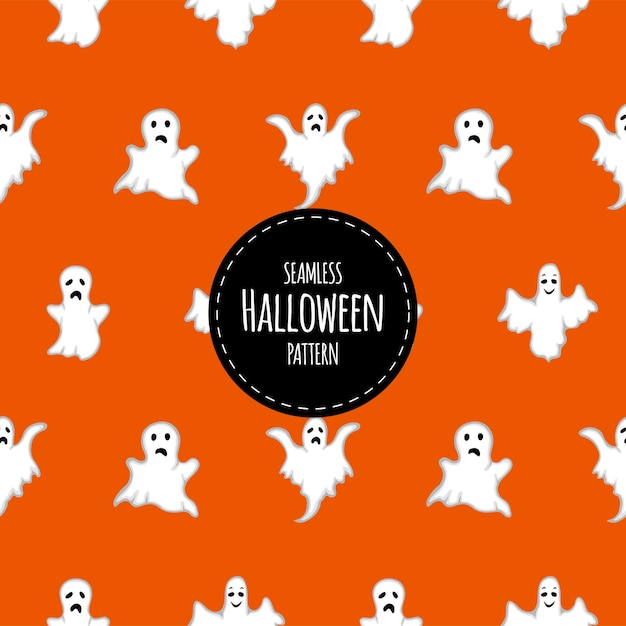 Halloween seamless pattern with ghost Cartoon style Vector illustration