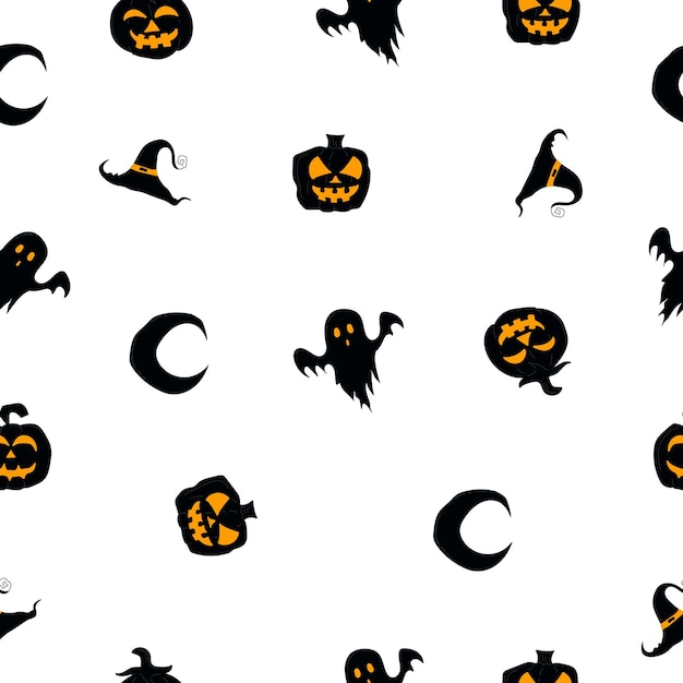 halloween seamless pattern with pumpkins