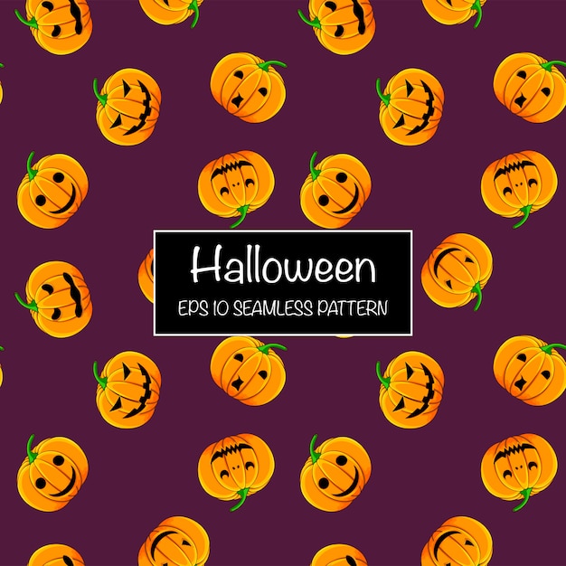 Halloween seamless pattern with pumpkins