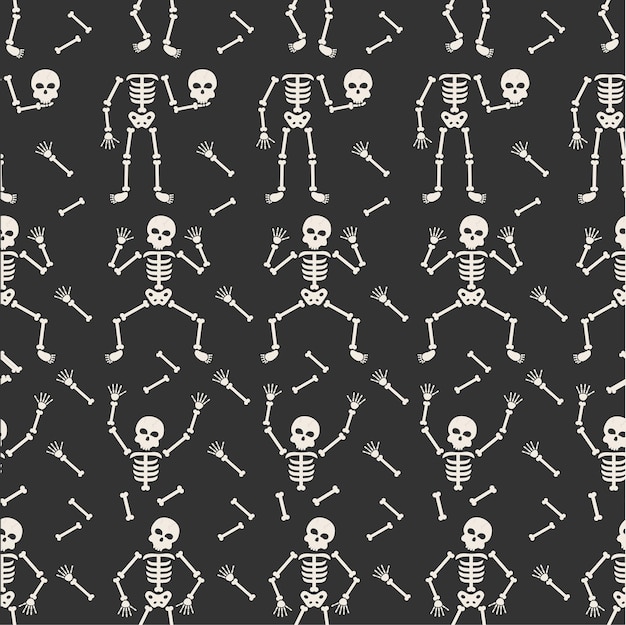 Halloween seamless pattern with skeletons