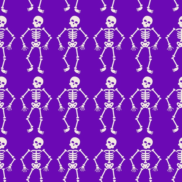 Vector halloween seamless pattern with skeletons