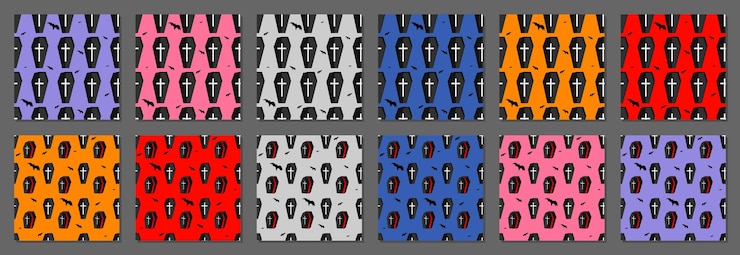 Vector halloween seamless patterns set holiday posters design template