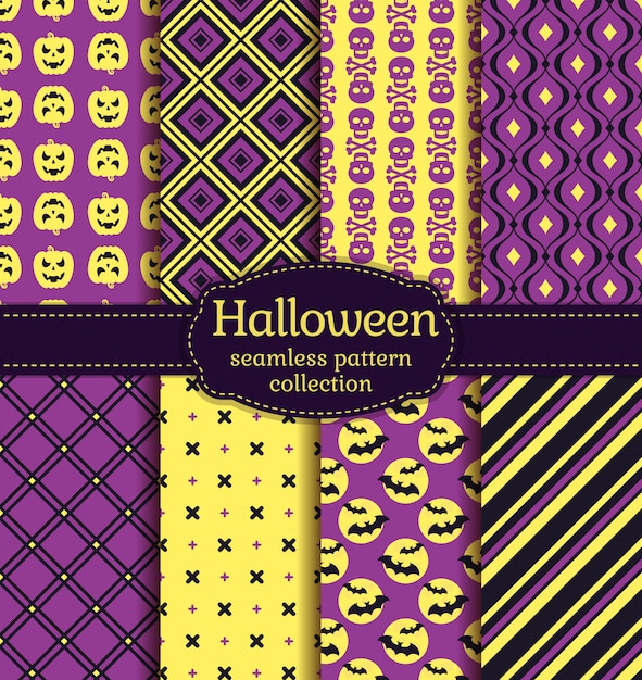 Halloween seamless patterns.  set.