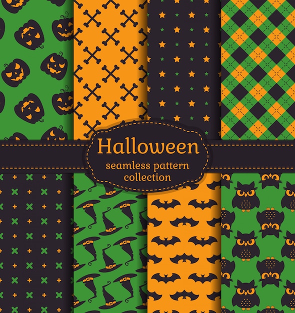 Halloween seamless patterns.  set.