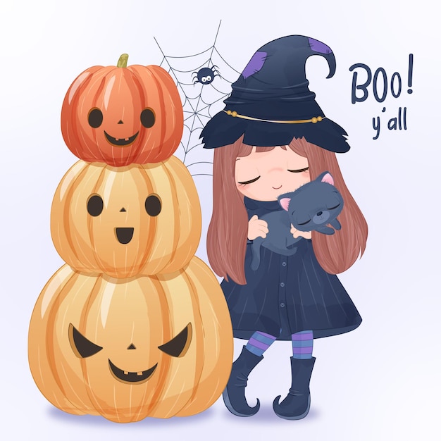 Halloween serie meisje illustratie