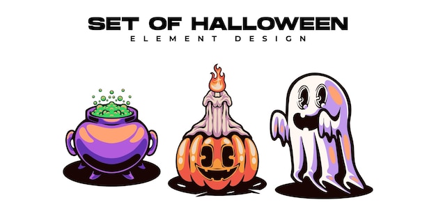 Vector halloween set character element ontwerp