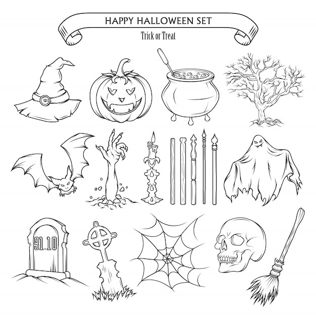 Halloween set of design elements.