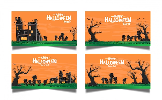 Halloween set kaart banner