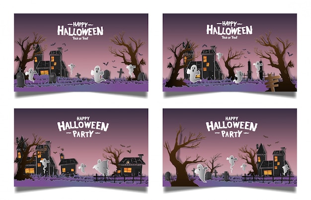 Halloween set kaart banner