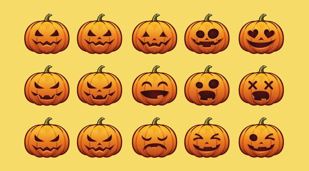 Halloween set pompoen stickers donker 01
