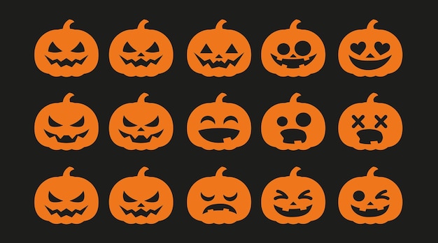 Vettore stickers di zucca per halloween