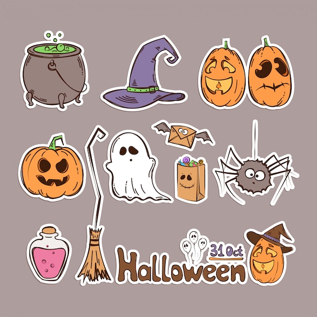 Halloween set van pictogrammen. stickers