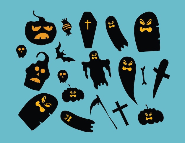 halloween set vector design for happy halloween event