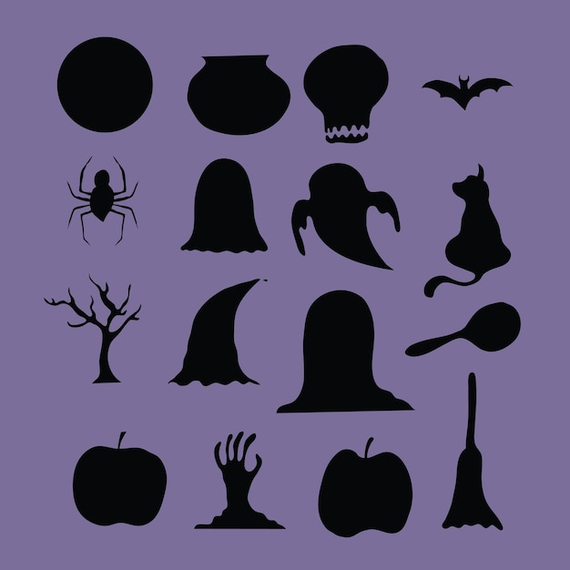 Halloween set disegno vettoriale per un felice evento di halloween