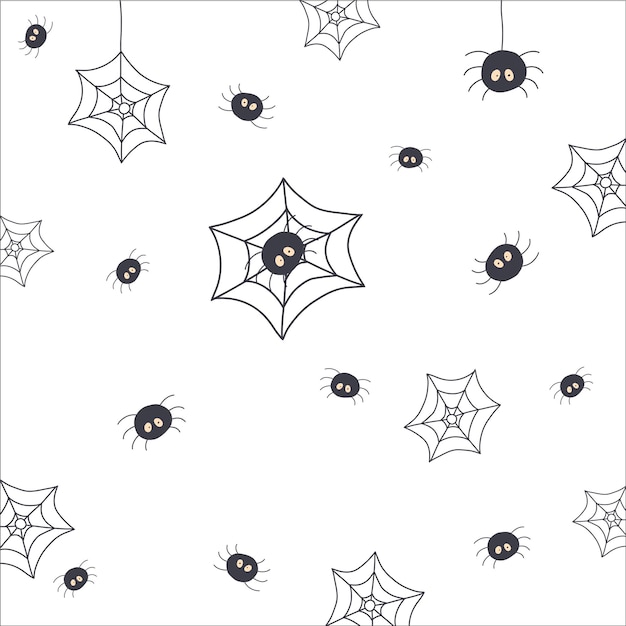 Halloween set with spiders and cobwebs on white background vector illustration party decorations