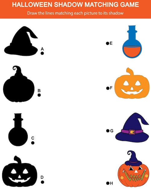 Halloween Shadow Matching game for Preschool Children