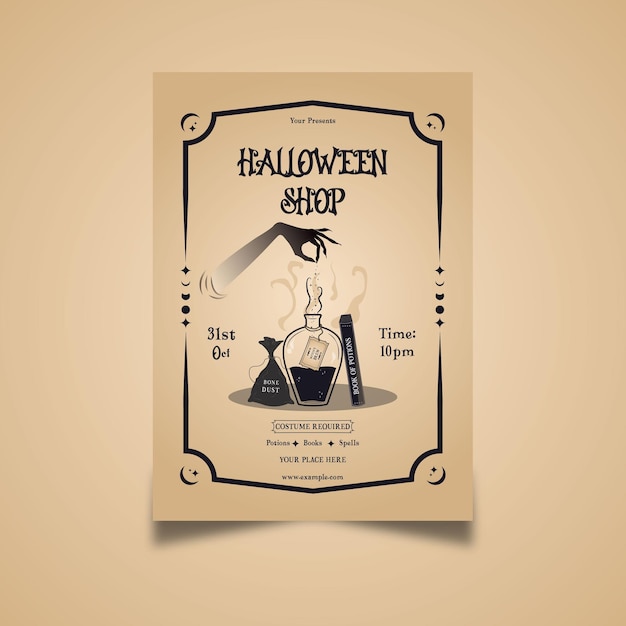 Vector halloween shop flyer design