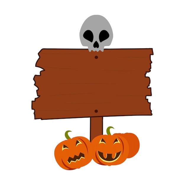 Halloween sign board vector isolated on white background.