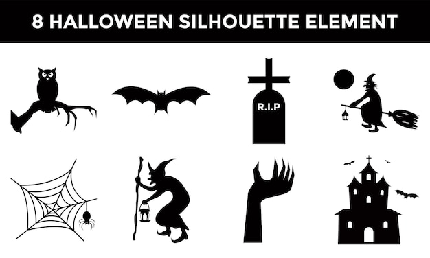 Halloween silhouet element design collectie