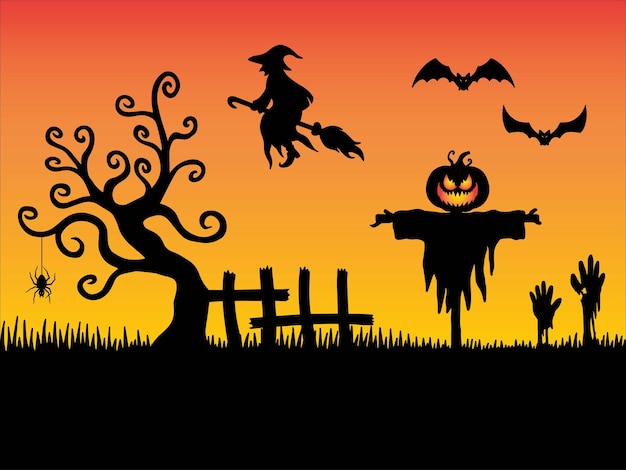 Halloween silhouette background illustration