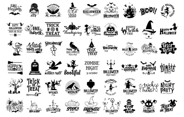Vector halloween silhouette character set collection for celebration, template and decorationm