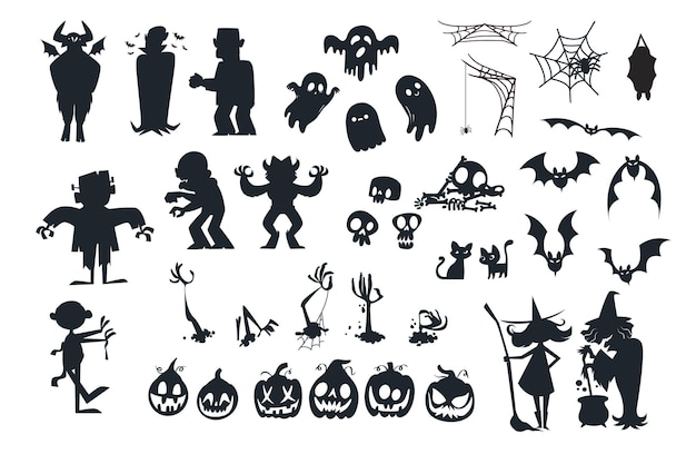 Vector halloween silhouette collectie